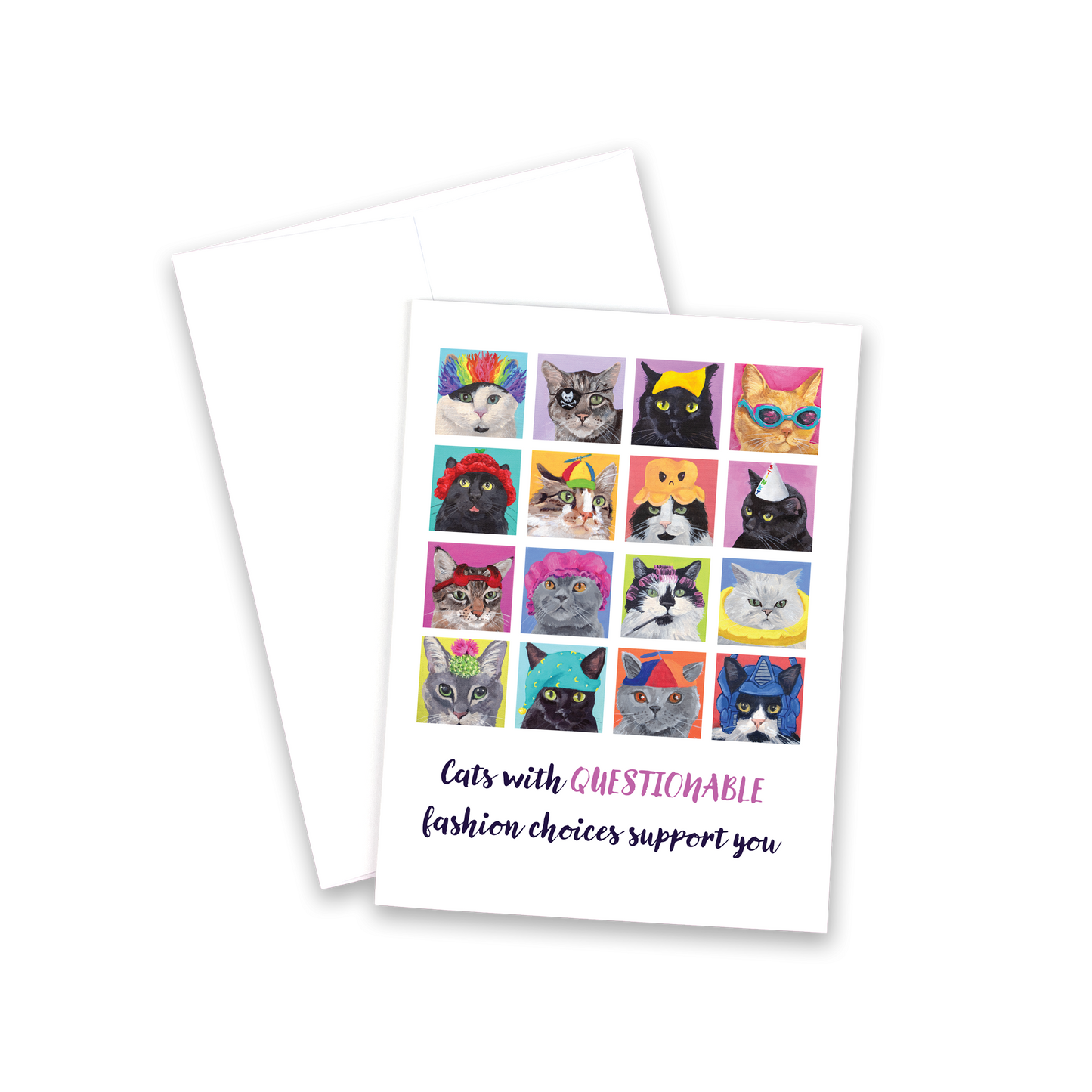 Greeting Card - Cats with questionable fashion choices support you