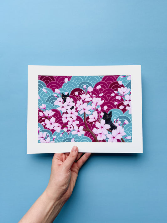 Sakura Waves Art Print